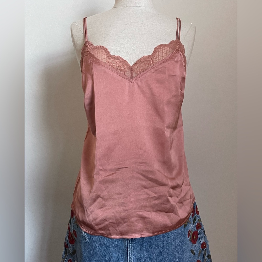 Abercrombie & Fitch Satin Pink Cami with Lace